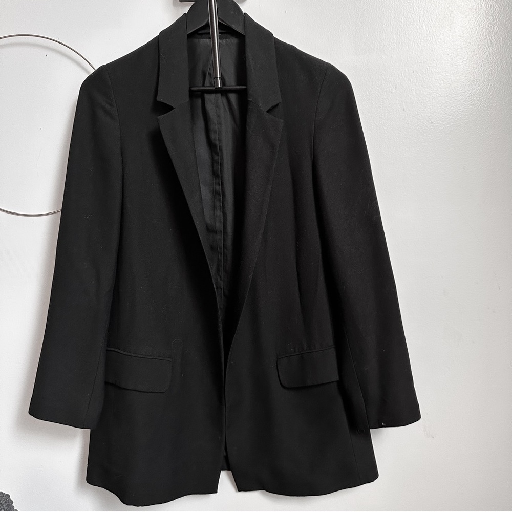 All Saints Aleida Notch Lapel Long Black Blazer